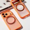 TORRAS Upgraded 360 Magnetic Stand for iPhone 17 Pro Max Case with Camera Control, Fit for MagSafe with Ring, Mil-Grade Protection, Translucent Slim for iPhone 17 ProMax Case Ostand, Neon Orange