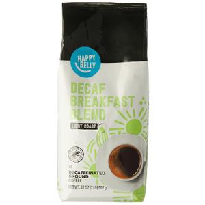 Amazon Brand - Happy Belly Decaf Breakfast Blend Ground Coffee, Light Roast, 2 pound (Pack of 1)