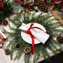6 Pcs Christmas Placemats 20 Inch Large Christmas Round Greenery Place Mats Circular Artificial Wreath Dining Table Decor Winter Fake Plants Branches Mats for Kitchen Accessories