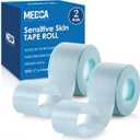 MEDca Sensitive Skin Low Trauma Tape Rolls - 1 Inch x 4 Yards Blue Tape First Aid Rolls, Minimal Hair Pulling for Wounds, Lash Tape for Eyelash Extensions (Pack of 2)