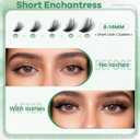 Enchantress Lash Clusters Kit Short Lashes Clusters 8-14MM DIY Lash Extensions Kit Waterproof Long-Lasting with Ultra-Thin Band Glue Remover Tweezer for Beginners(Enchantress Short Kit 8-14mm)