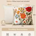 Embroidered Throw Pillow Cover 20x20 Inch - Spring Summer Boho Decorative Pillow Cover with Zipper for Living Room Couch Sofa Bed Aesthetic Design Flower Cluster Cushion Pillowcase