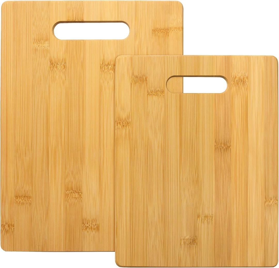 Totally Bamboo 2-Piece Cutting Board Set; 2 Assorted Sizes of Bamboo Wood Cutting Boards for Kitchen (Brown)
