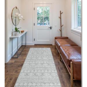 Lahome Boho Moroccan Kitchen Runner Rug Non Skid Washable, Ultra-Thin 2.5x8 Grey White Laundry Room Rug Runners for Hallways Non Slip, Soft Tribal Print Indoor Carpet Runners 8ft for Hallway Lahome Boho Moroccan Kitchen Runner Rug Non Skid Washable, Ultra-Thin 2.5x8 Grey White Laundry Room Rug Runners for Hallways Non Slip, Soft Tribal Print Indoor Carpet Runners 8ft for Hallway