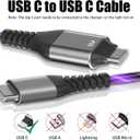 USB C to USB C Cable, Light up iPhone 15 Charger Cord 6ft, 60W/3A LED Type C Fast Charging Cable for iPhone 15 Por Max Plus/MacBook Air/Pro, iPad Pro 12.9/11, for Samsung Galaxy S23/S22 (Purple)