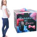 AmazingSpark 28in Jumbo Gender Reveal Gift Box Kit with Oversized Box Giant Pull Bows for Gender Reveal Baby Shower Birthday Party Decor(Burnouts or Bows), 1 Count