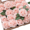 25pcs Blush PE Foam Roses in Elegant Gift Packaging – Artificial Rose Heads for Wedding Centerpieces, Bouquets, DIY Floral Crafts, Bridesmaid Gifts