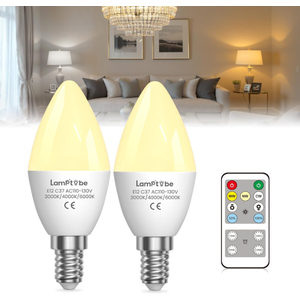 E12 LED Candelabra Light Bulbs 40 Watt Equivalent with Remote Control,Dimmable Type B Bulbs with 3 Color Temperatures & Timer Memory,4W B11 C37 Candle Small Base for Ceiling Fan,Chandelier,Night Light