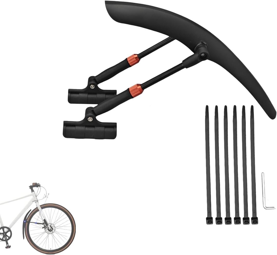 Bike Fenders 700C Front and Rear Quick Release Easy to Install Adjustable Lightweight Road Bicycle Fenders with 3 Mode Light (Front)