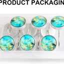 Decorative Blue Green Glass Shower Curtain Hooks Glass Curtain Rings,Stainless Steel Rust Bathroom Hooks for Bathroom Bedroom Kitchen Home Bath Room Rods Decor 12Pcs