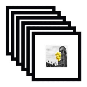 BSRHOME 8x8 Picture Frame Set of 9, Display Pictures 4x4 with Mat or 8x8 Without Mat, Tabletop Display and Wall Hanging Photo Frame, Collage Wall Decor Gallery Wall Frame Set, Black
