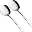SOLEADER Extra Large Serving Spoons Set, 12 Inch Slotted Spoon and Serving Spoon, Premium Spoons Silverware, Cooking Spoon, Pasta Spoon, Mixing Spoon, Foodgrade 18/8 Stainless Steel, Pack of 2