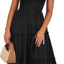ANRABESS Women Summer Casual Square Neck Flutter Sleeve Boho Smocked A-Line Flowy Tiered Modest Midi Sun Dress with Pockets (XX-Large)