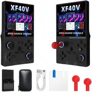 XF40V Retro Handheld Game Console, Video Game Console with 128G Built-in 20000+ Games, 4000mAh Rechargeable, Support 30+ Simulators, Linux System, 4.0 Inch IPS Screen Portable Pocket (128G Black)