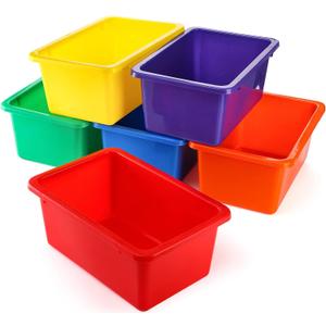 Nicunom 6 Pack Cubby Bin Storage Bins, Multi-Purpose Plastic Storage Bins Stackable Organizer Storage Cubbies for Home, Nursery, Playroom, Classroom