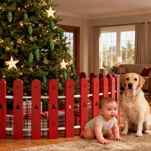 Christmas Tree Fences Party Decoration 28Pcs Red