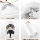 BoostArea LED 2 Light Track Lighting Kit, White 2 Way Ceiling Spot Lighting, Flexibly Rotatable Light Head for Kitchen, Living Room, Bedroom, GU10 Bulb Not Included