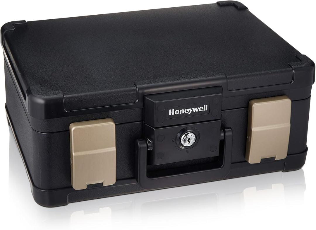 Honeywell Safes & Door Locks LHLP1103G 30 Minute Fire Safe Waterproof Safe Box Chest with Carry Handle, Medium, 1103, Black, 7.3 litre Honeywell Safes & Door Locks LHLP1103G 30 Minute Fire Safe Waterproof Safe Box Chest with Carry Handle, Medium, 1103, Black, 7.3 litre