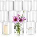 Glasseam Glass Cylinder Vases for Centerpieces, Small Clear Flower Vase Set of 11, Modern Floating Candle Vases Decor, Decorative Hurricane Candle Holders for Wedding Dining Table Decorations, 4in