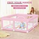 Hiaksedt Large Baby Playpen with Mat 50"x50" Baby Girl Play Pen for Babies and Toddlers, Safe Structure and Soft, Skin-Friendly Fabric with Zipper Gates Pink