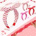 Suncalla 6 Pcs Mother's Day Bow Headbands for Women Red Pink White Heart Knotted Headband Bunny Ear Heart Hairband for Mom Women Mother's Day Hair Accessories