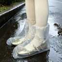 BEVTEE Waterproof Shoe Covers Disposable 10 Pairs, Plastic Shoe Covers for Rain, Wear-Resistant Boot Covers for Men and Women, Outdoor Rain Cover Boot, Fits Women US 6.59 & Men US 68, Travel(Clear)