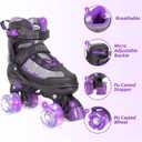 Nattork Roller Skates for Kids Boys Girls, 4 Size Adjustable Rollerskates with Light Up Wheels for Children Beginners for Outdoor Indoor (Large (3-6), Purple)