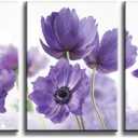 Canvas Art Wall Decor for Bedroom Purple Flower Bloom Close Up Pictures Prints on Canvas Wall Decoration for Bedroom Simple Life Modern Minimalism Artwork Framed Wall Art 3 Piece Canvas Wall Art Set