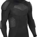 Padded Compression Shirt, Short Sleeve Football Protection Gear, Small