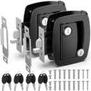 BEBOBLY RV Door Lock Replacement, Aluminum Alloy Lighter RV Door Latch with Paddle Deadbolt & 4 Keys, 100% Metal Camper Door Locks, RV Entry Door Lock for Travel Trailers Cargo Hauler, Black, 2 Packs