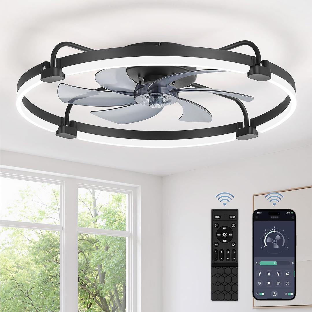 LEDIARY 26" Ceiling Fans with Lights and Remote, Low Profile Led Fan Light