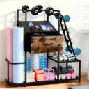 Dumbbell Rack for Home Gym, 5-Tier Metal Home Gym Storage Rack with Drawer and Slanted Shelf, Multi-Functional Organizer for Dumbbells, Yoga Mats & Accessories, Weight Rack for Home Gym Dumbbells