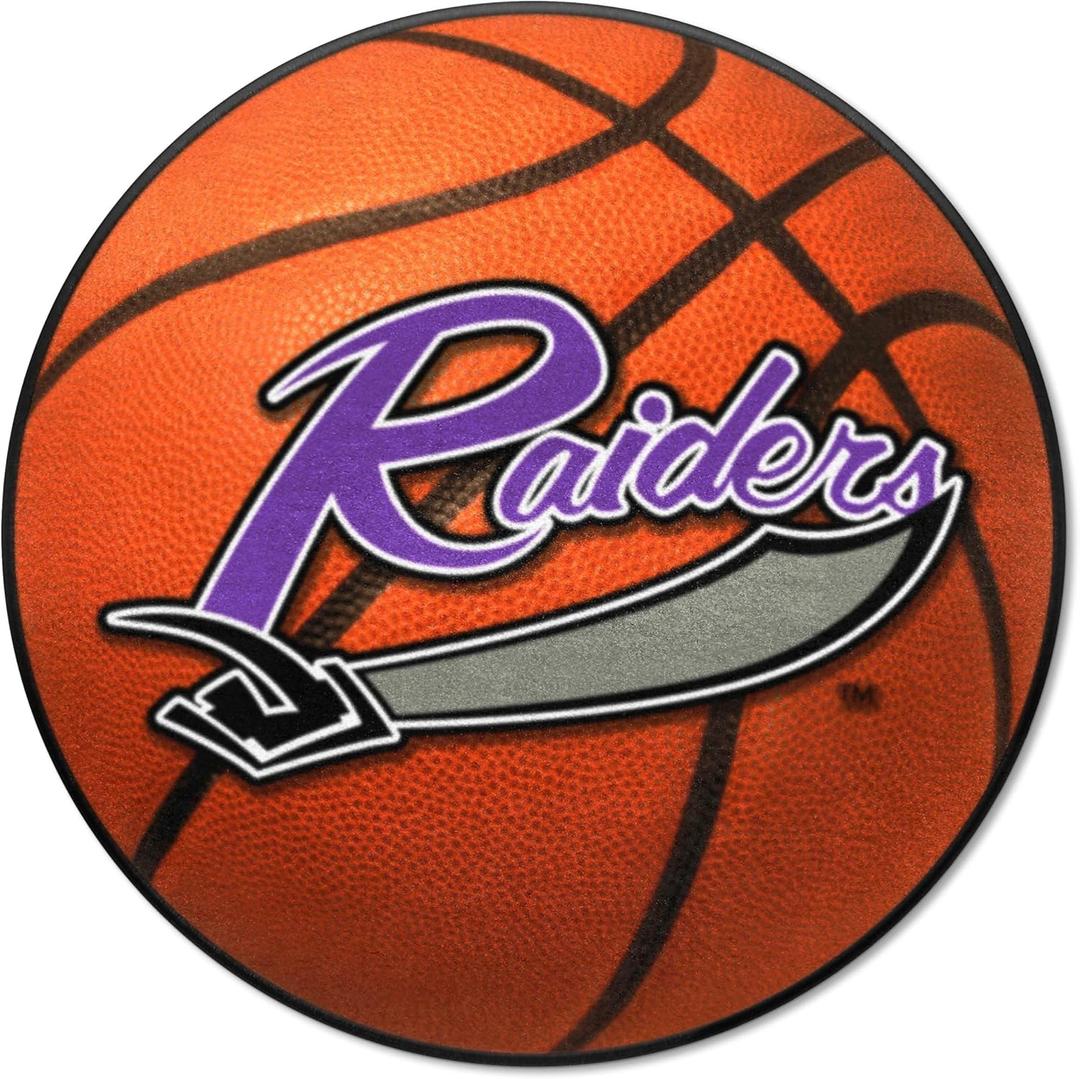 FANMATS 12628 Mount Union Raiders Basketball Shaped Rug - 27in. Diameter, Basketball Design, Sports Fan Accent Rug