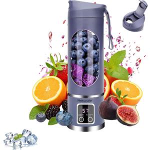 Cordless Blender - Dual 1500mah Battery & 12 Blades | 3-Speed 450ml Portable Blender| For Smoothies, Juicing, Ice Crushing, Travel, Gym (PURPLE)