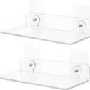 Shower Caddy Adhesive Shower Organizer: 2 Pcs Shower Shelf Wall Mounted, Bathroom Floating Shelf Clear Acrylic Shower Organizer No Drilling Shower Racks for Shampoo, Body Wash, Soap