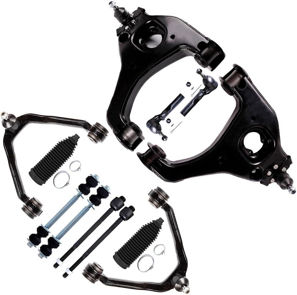 SCITOO 12pcs Front Suspension Kit Lower Upper Control Arm And Ball Joint Outer Inner Tie Rod End w/Boot Sway Bar Link Replacement for 1999-2006 for Chevy Silverado 1500 1999-2006 for GMC Sierra 1500