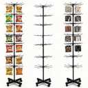 DEYEGELEA 7 Tier Rotating Rack Shelves, Retail Display Stand For Jewelry, Keyrings, Socks, Hats, Movable Spinner For Toys, Adjustable Height, Black