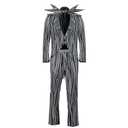 Jack Skellington Halloween Costume Outfit Adult Men Christmas Nightmare Cosplay Coat Pants Bowtie Full Set (Small)