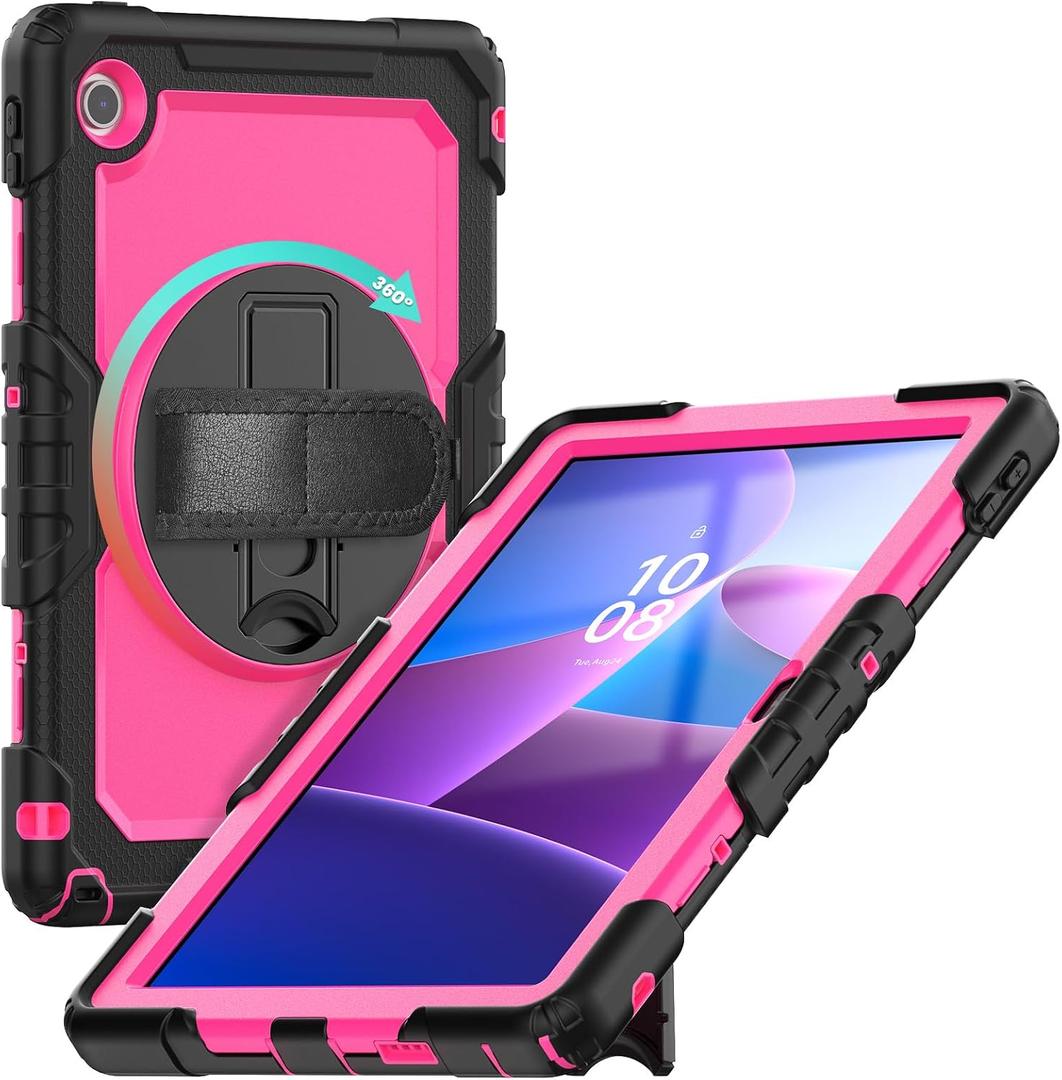 Gylint Case for Lenovo Tab 10.1 inch 2025 Tablet, Rugged Heavy Duty Shockproof Rotating Kickstand Protective Cover for Lenovo Tab 10.1 TB-311FU / Lenovo Tab K10 (2nd Gen) TB-311XU Pink Black
