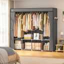 Neatrays Portable Closet, 66 Inch Large Capacity Wardrobe for Closet Organizers and Storage with Non-Woven Fabric Cover, 4 Hanging Rods, 8 Shelves(Grey)