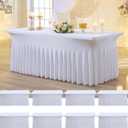 8 Pack Spandex Tablecloth for 6 Foot Rectangle Tables, Wrinkle Free Stretch Table Cloths 6ft Fitted Table Cover Desk Skirt for Parties Weddings Birthday Banquet Baby Shower