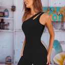 VUTRU Womens Sexy One Piece Jumpsuits One Shoulder Sleeveless Short Rompers | Ribbed Bodycon,One Shoulder Jumpsuits,Sleeveless,Two Halters,Sports Romper,Summer Outfits (Black, M)