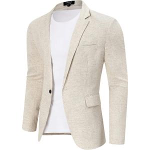 TURETRENDY Men's Casual Sport Coat Lightweight Linen Blazer One Button Business Suit Jackets Stylish Daily Suits (XXL)