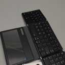 Foldable Bluetooth Keyboard, Portable Full Size Folding Keyboard with Large Touchpad, Numeric Keypad, PU Leather, Wireless TravelKeyboard for Windows Android Mac(Sync up to 3 Devices) (Black)