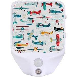 LLCXCSI Cartoon Airplane Plug-in Led Night Light with Auto Dusk to Dawn Sensor for Boys Girls Room Decor, Adjustable Brightness Warm White Lights for Hallway, Bedroom, Kids Room, Kitchen, Stairway