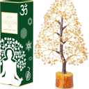 Crocon Citrine Gemstone Tree Feng Shui Figurine Money Bonsai Chakra Balancing Good Luck Prosperity Reiki Healing Crystals Decoration Ornament Sculpture Table Decor Gift Size 10-12" (Citrine (Golden Wire))