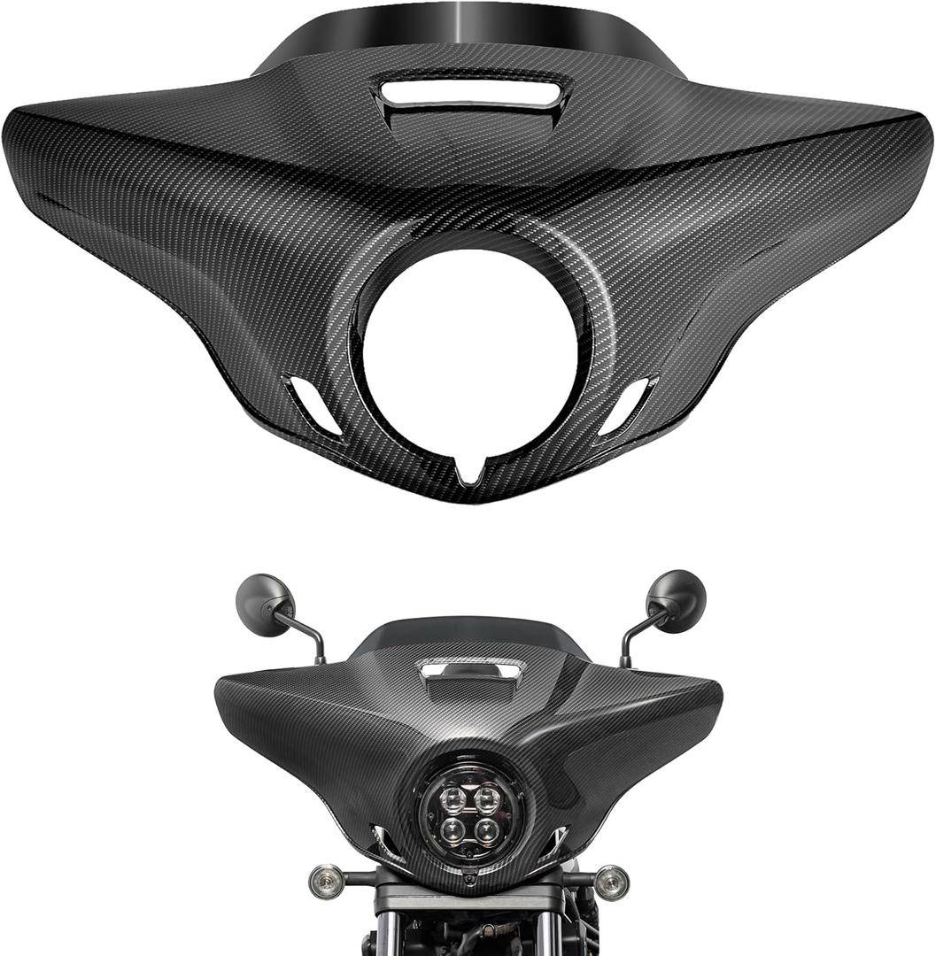 Motorcycle Front Headlight Fairing Cowl with Dark Smoke Windshield Deflector Windscreen Visor Compatible with Rebel 1100 2021 2022 2023 2024 2025, Carbon Fiber