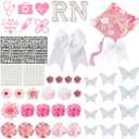 Gersoniel Nurse DIY Graduation Cap Decorations Kit Flower, Butterflies, Bow, Pearl Stickers, and Glitter Letter Number Decals