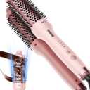 Thermal Brush for Blowout Look, 1.5 Inch Heated Round Brush with 2 Negative Ions Release for Less Frizzy, Dual Voltage Heated Curling Brush for Travel, Airflow Heat & Dual PTC Technology, Pink