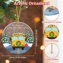 2 x 2025 Christmas Ornaments Gifts, Christmas Tree Decoration Acrylic Ornament, School Bus Christmas Decorative Hanging Sign for School Driver Teachers (School Bus)